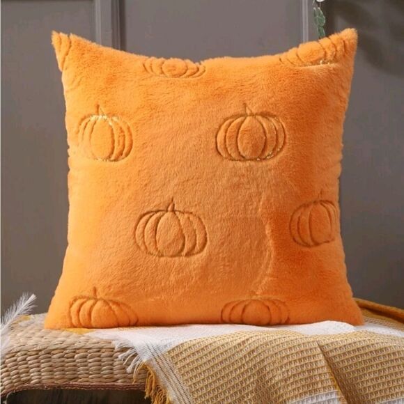 Pumpkin 🎃 Fuzzy Pillow Cover - Picture 1 of 4